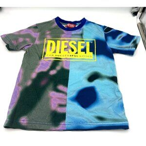 Diesel Boys T-Shirt Tie Dye Multicolor Logo Size 4Y (110/52)